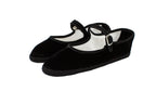 Black velvet Friulane with strap