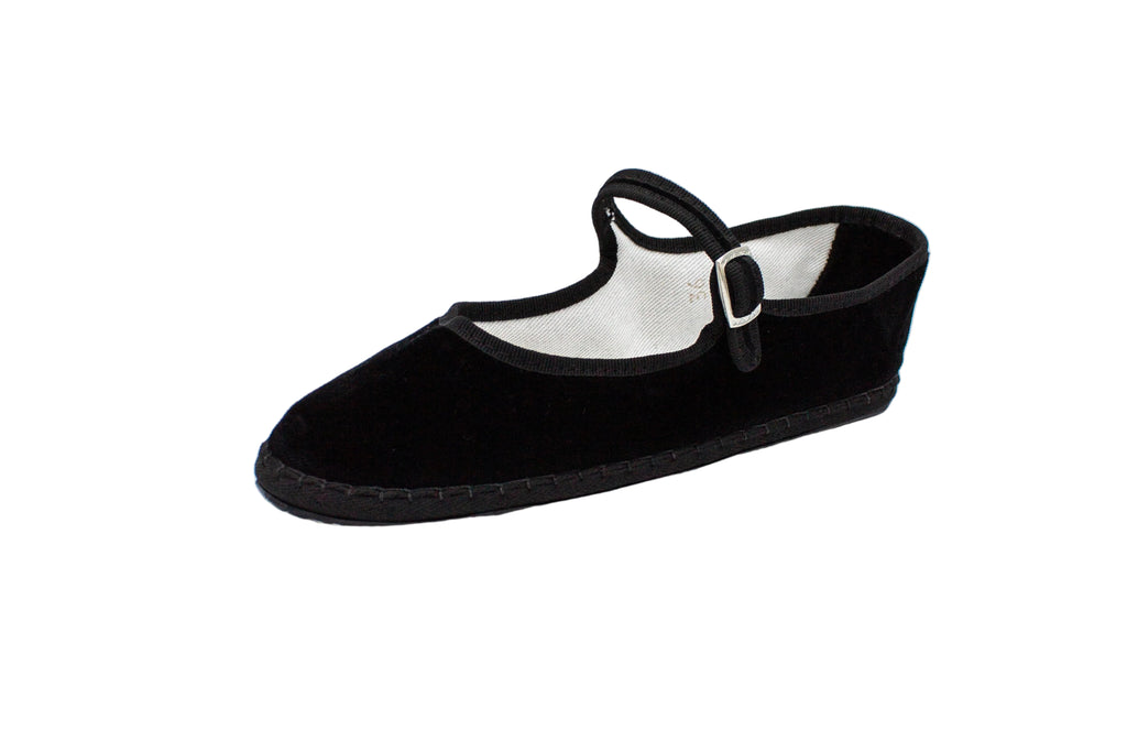 Black velvet Friulane with strap