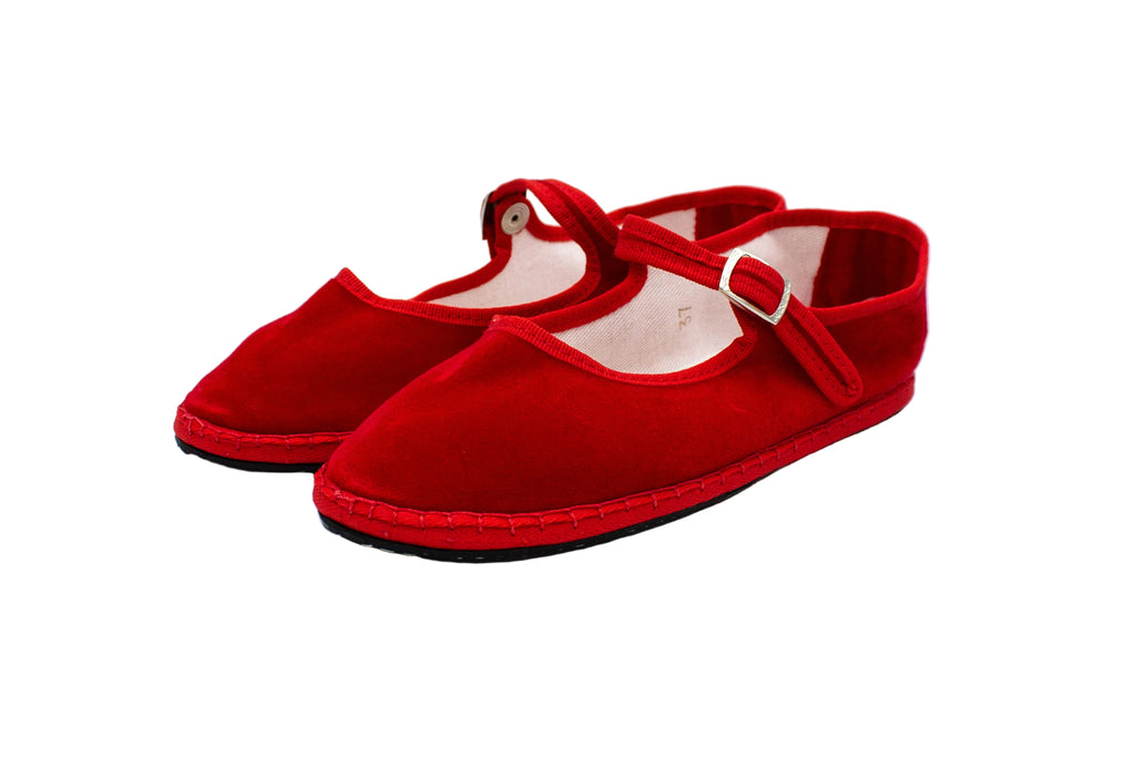 Red velvet Friulane with strap