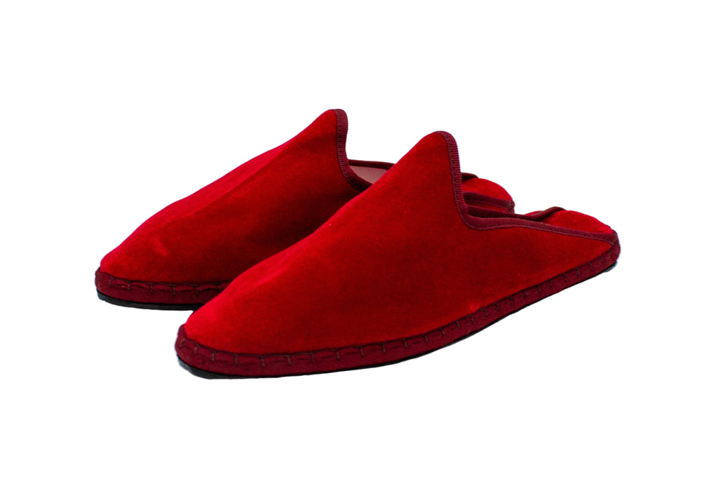 Friulane sabot in velluto rosso cardinale donna