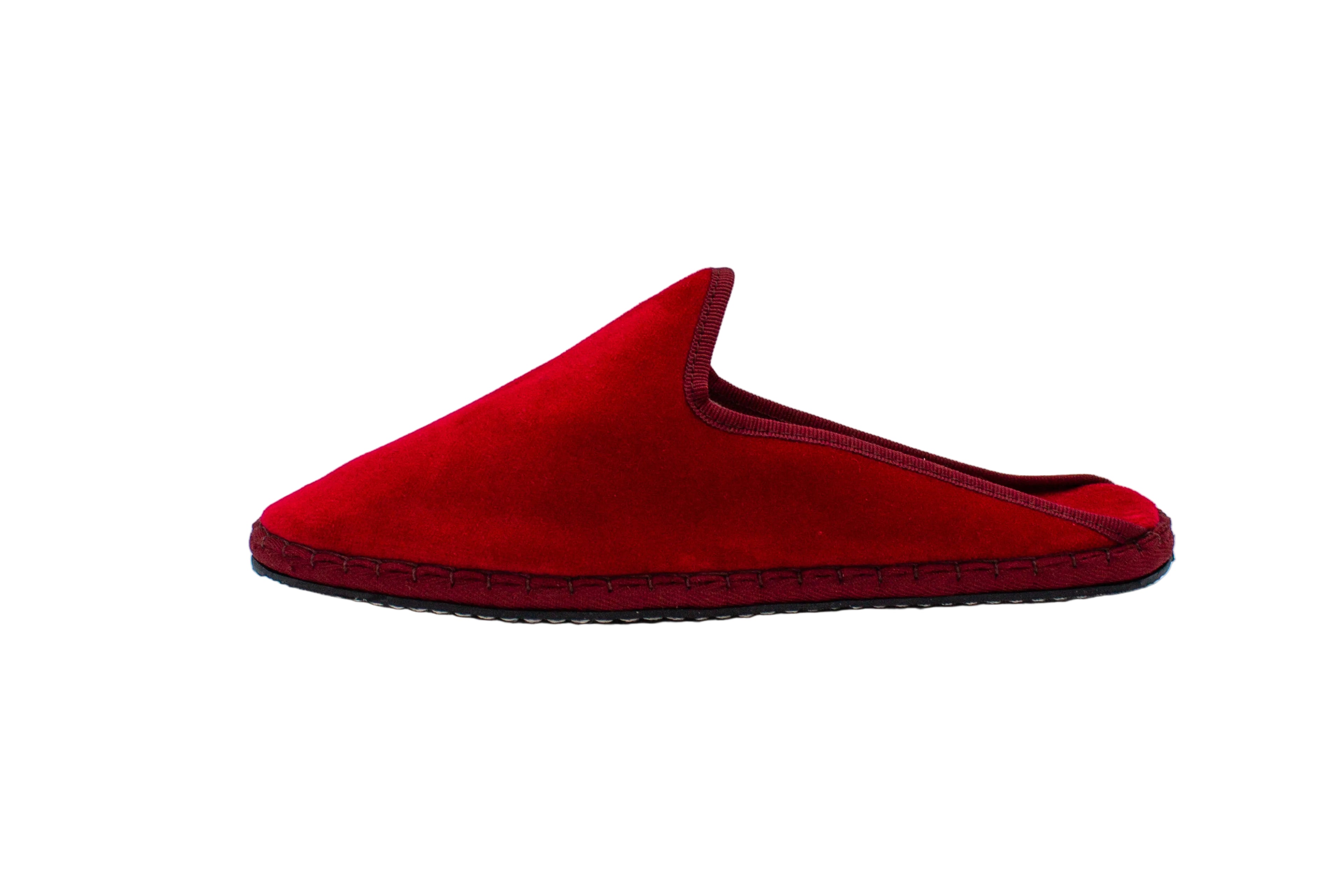 Friulane sabot in velluto rosso cardinale donna