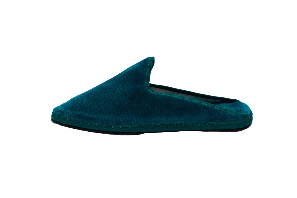 Friulane sabot in velluto verde petrolio donna