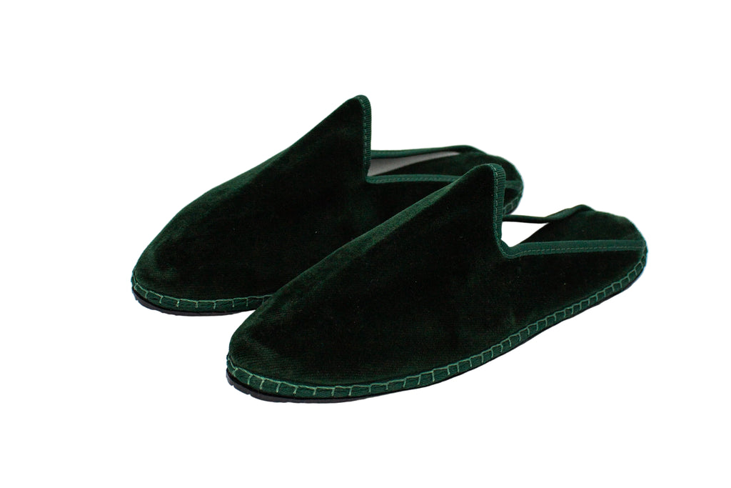 Friulane sabot in velluto verde bottiglia donna