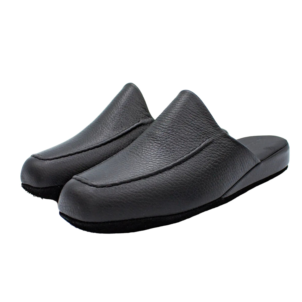 Pantofole da uomo in pelle karibu nero
