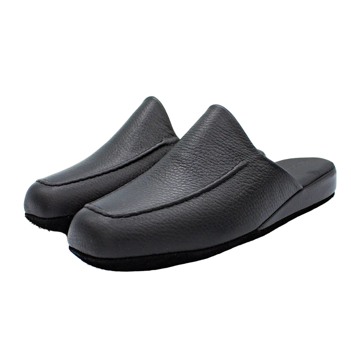Pantofole da uomo in pelle karibu nero