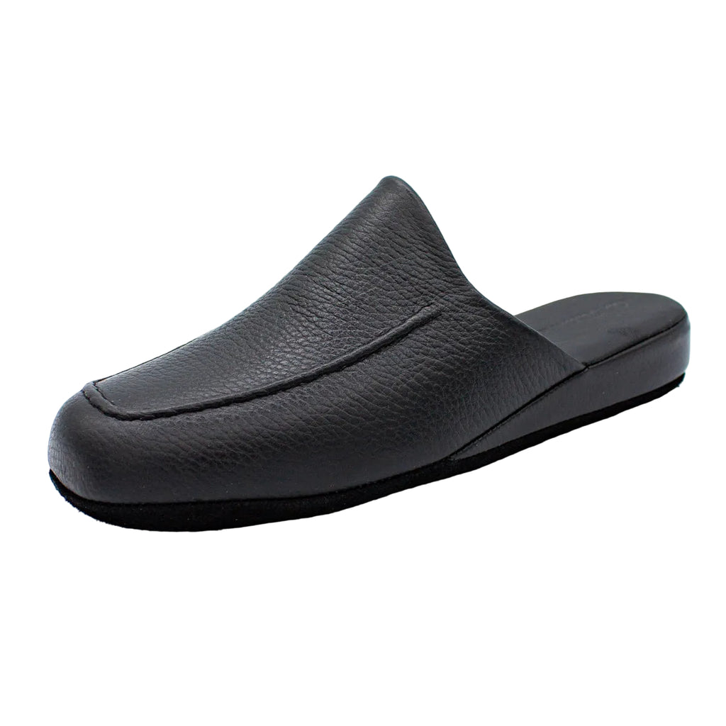 Pantofole da uomo in pelle karibu nero