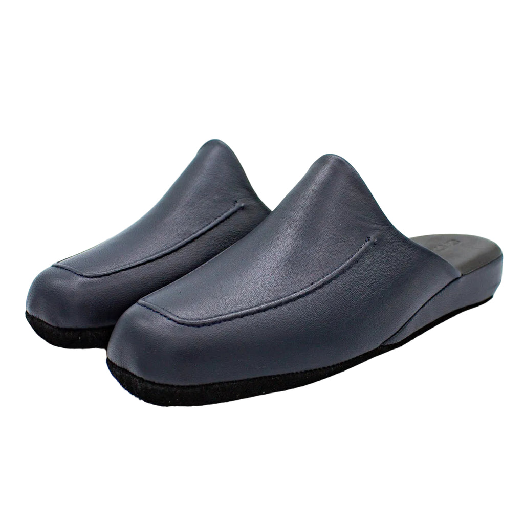 Pantofole da uomo in pelle blu