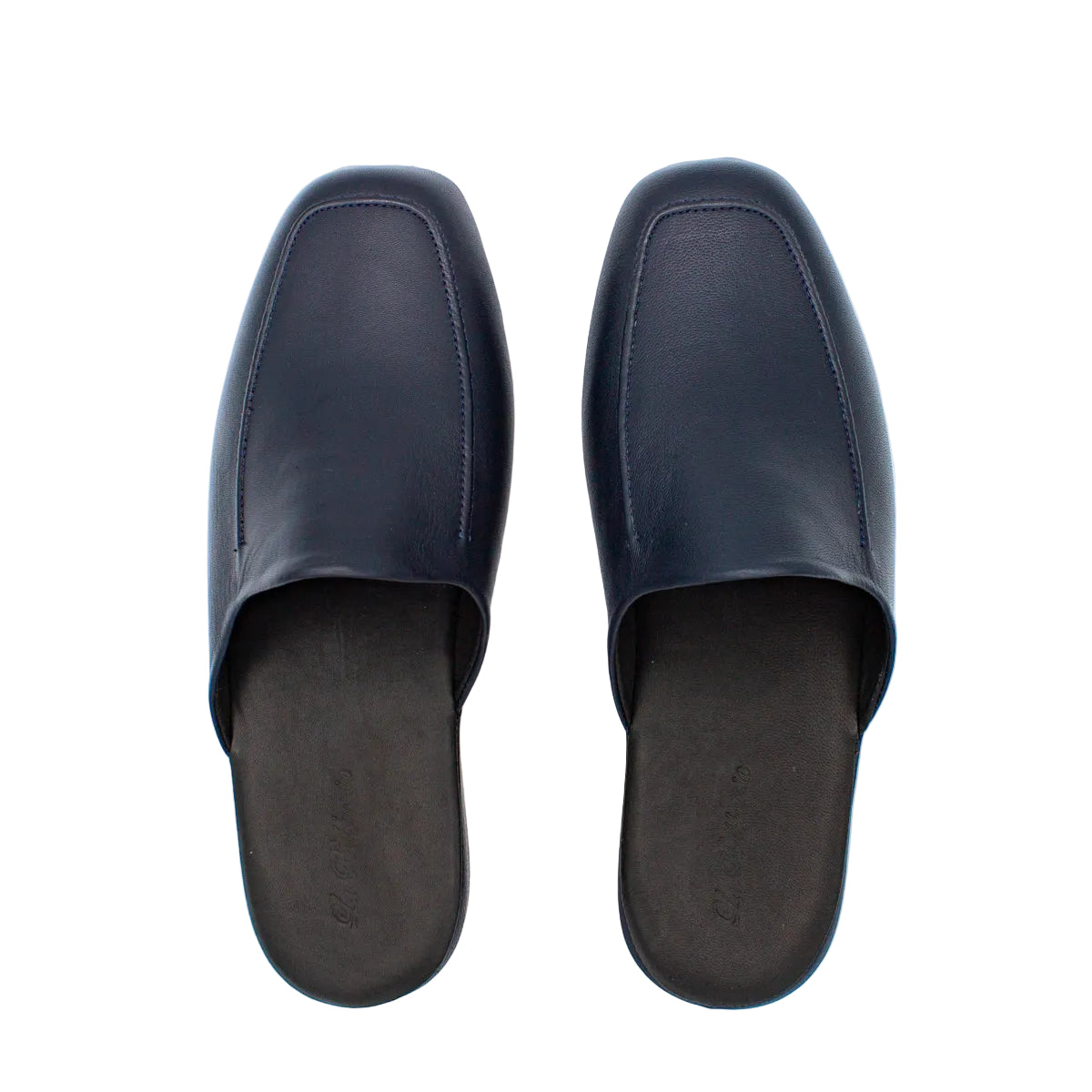 Pantofole da uomo in pelle blu
