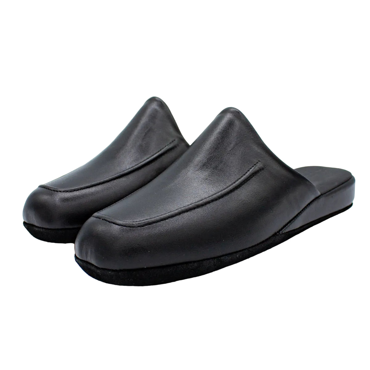 Pantofole da uomo in pelle nero