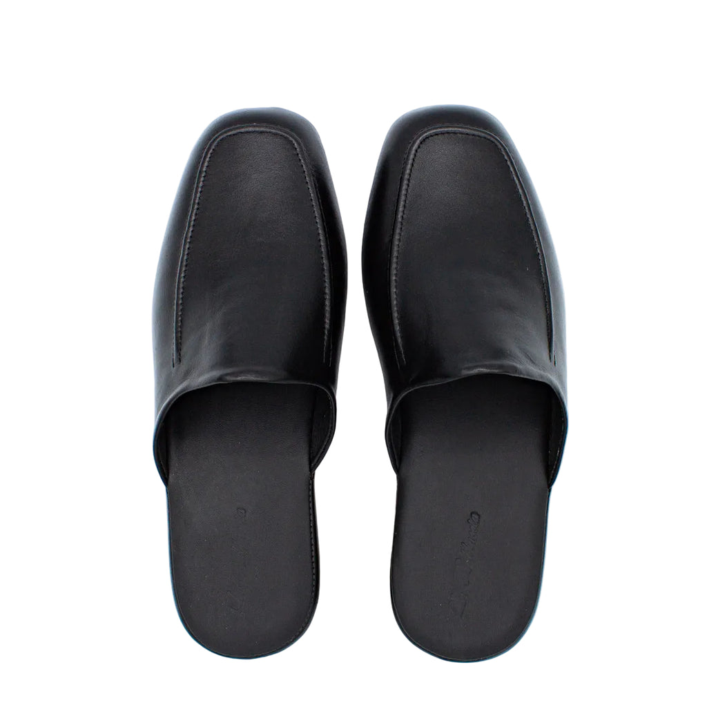 Pantofole da uomo in pelle nero