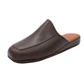 Pantofole da uomo in pelle marrone testa di moro