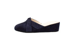 Pantofole con zeppa in camoscio blu