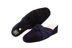 Pantofole con zeppa in camoscio blu