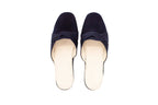 Pantofole con zeppa in camoscio blu