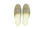 Pantofole con zeppa in camoscio taupe