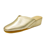 Pantofole con zeppa in nappa platino