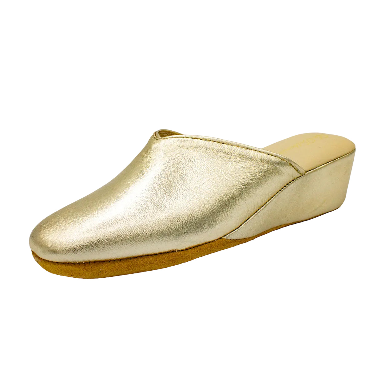 Pantofole con zeppa in nappa platino
