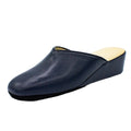 Pantofole con zeppa in nappa blu