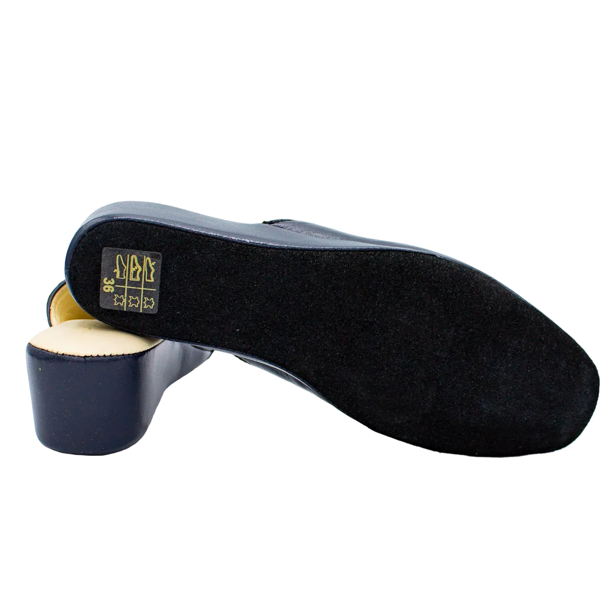 Pantofole con zeppa in nappa blu