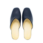 Pantofole con zeppa in nappa blu
