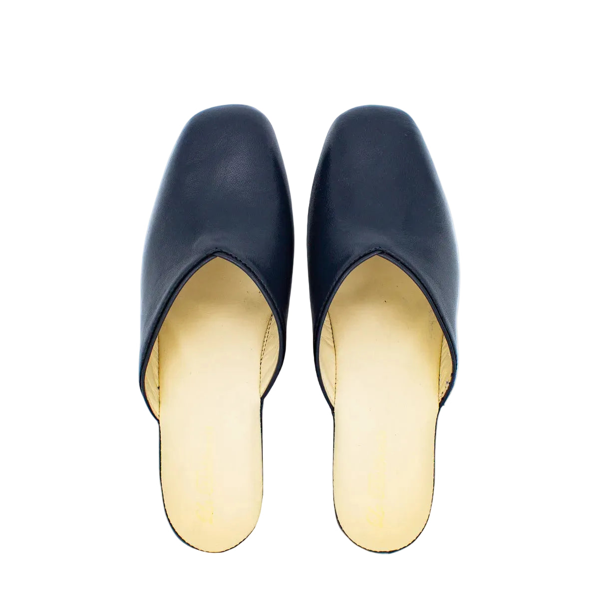 Pantofole con zeppa in nappa blu