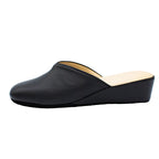 Pantofole con zeppa in nappa nero