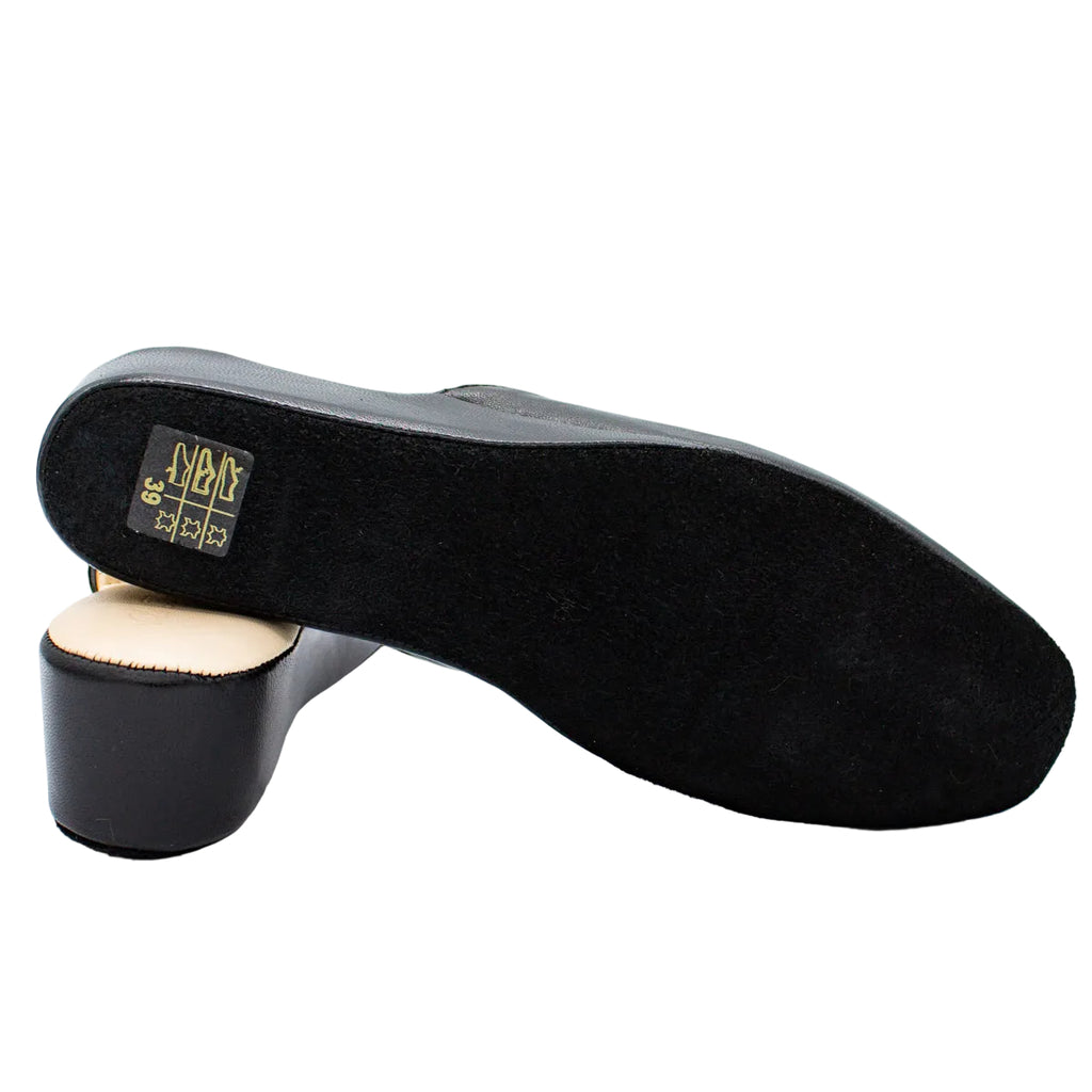 Pantofole con zeppa in nappa nero
