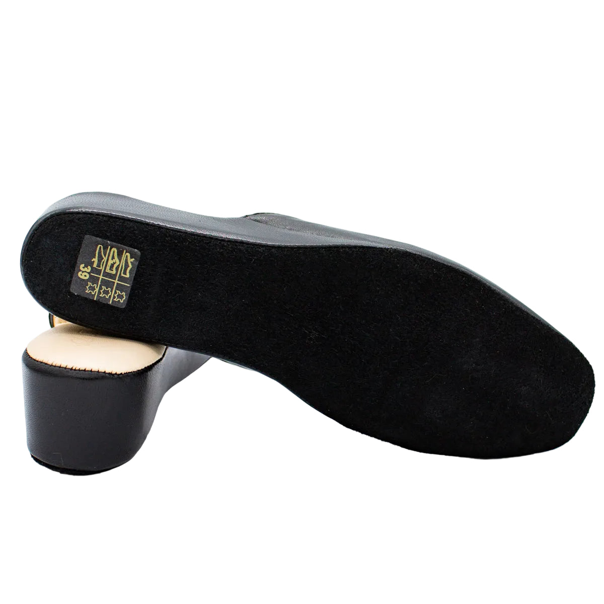 Pantofole con zeppa in nappa nero