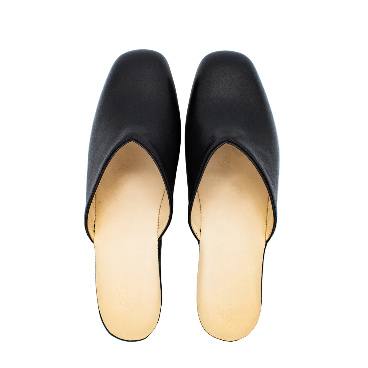 Pantofole con zeppa in nappa nero