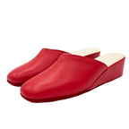 Pantofole con zeppa in nappa rosso