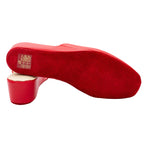 Pantofole con zeppa in nappa rosso