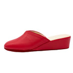 Pantofole con zeppa in nappa rosso