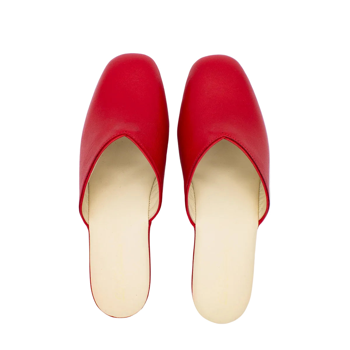 Pantofole con zeppa in nappa rosso