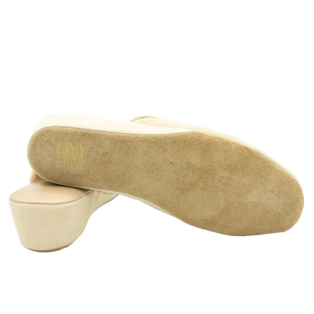Pantofole con smerlo in camoscio beige