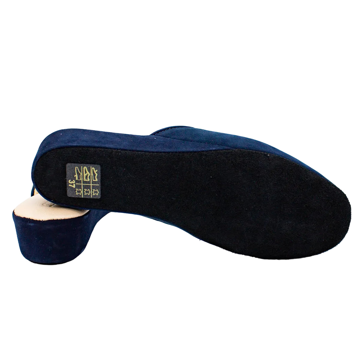 Pantofole con smerlo in camoscio blu
