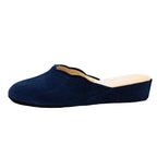 Pantofole con smerlo in camoscio blu