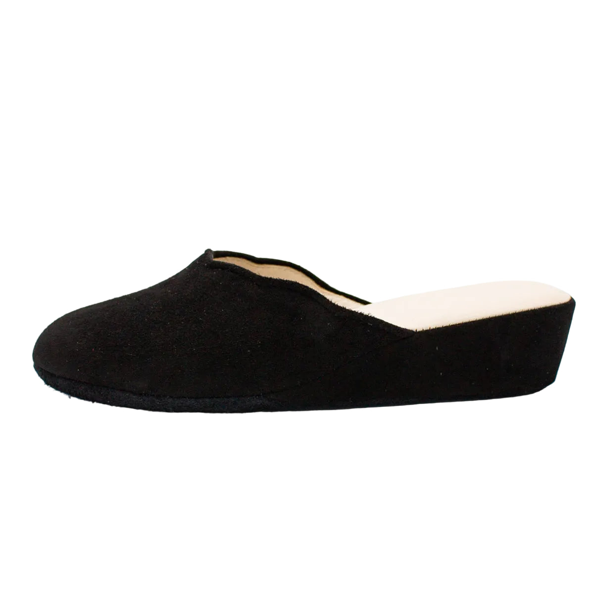 Pantofole con smerlo in camoscio nero