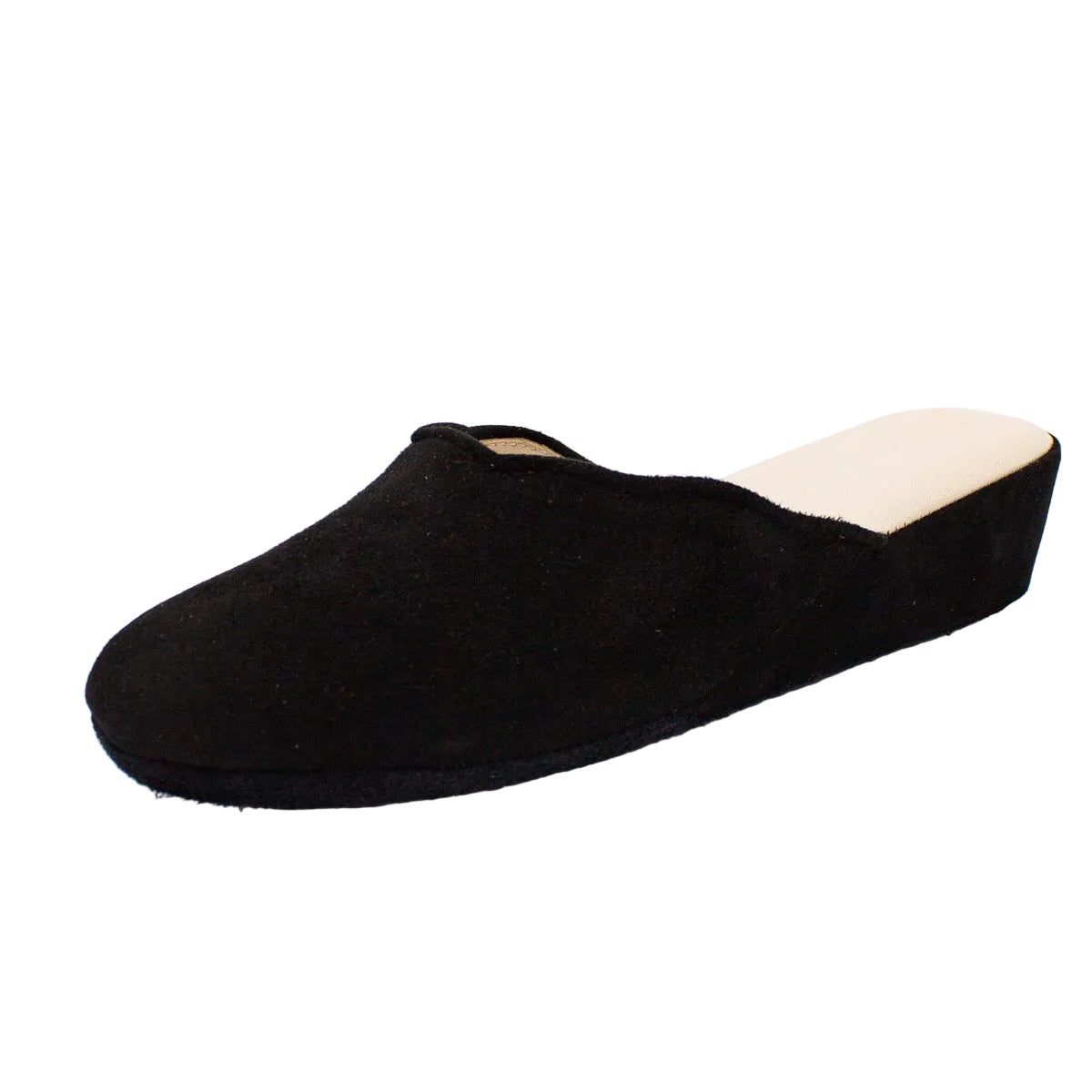 Pantofole con smerlo in camoscio nero