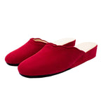 Pantofole con smerlo in camoscio rosso