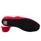 Pantofole con smerlo in camoscio rosso