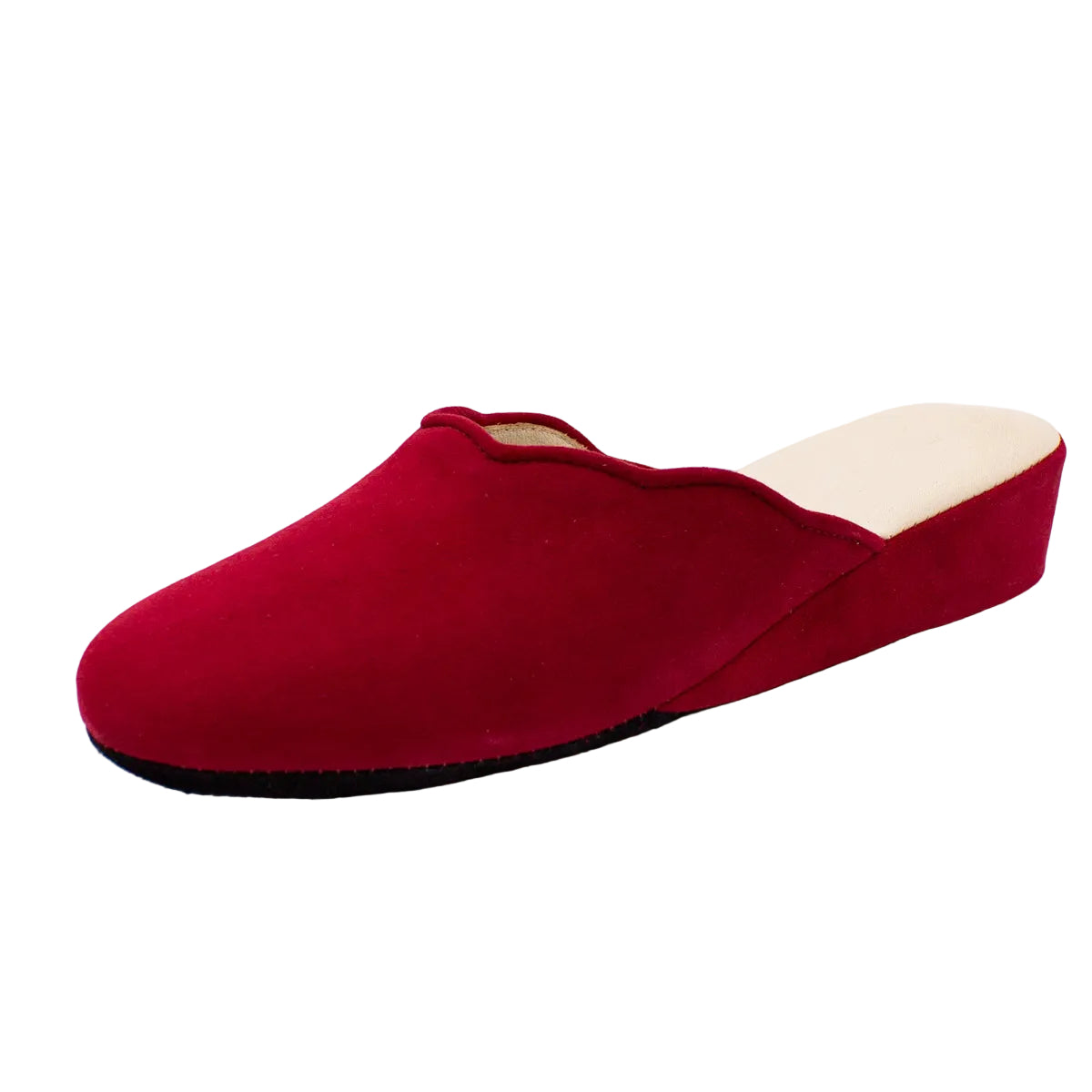 Pantofole con smerlo in camoscio rosso