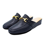 Pantofole con morsetto in nappa blu