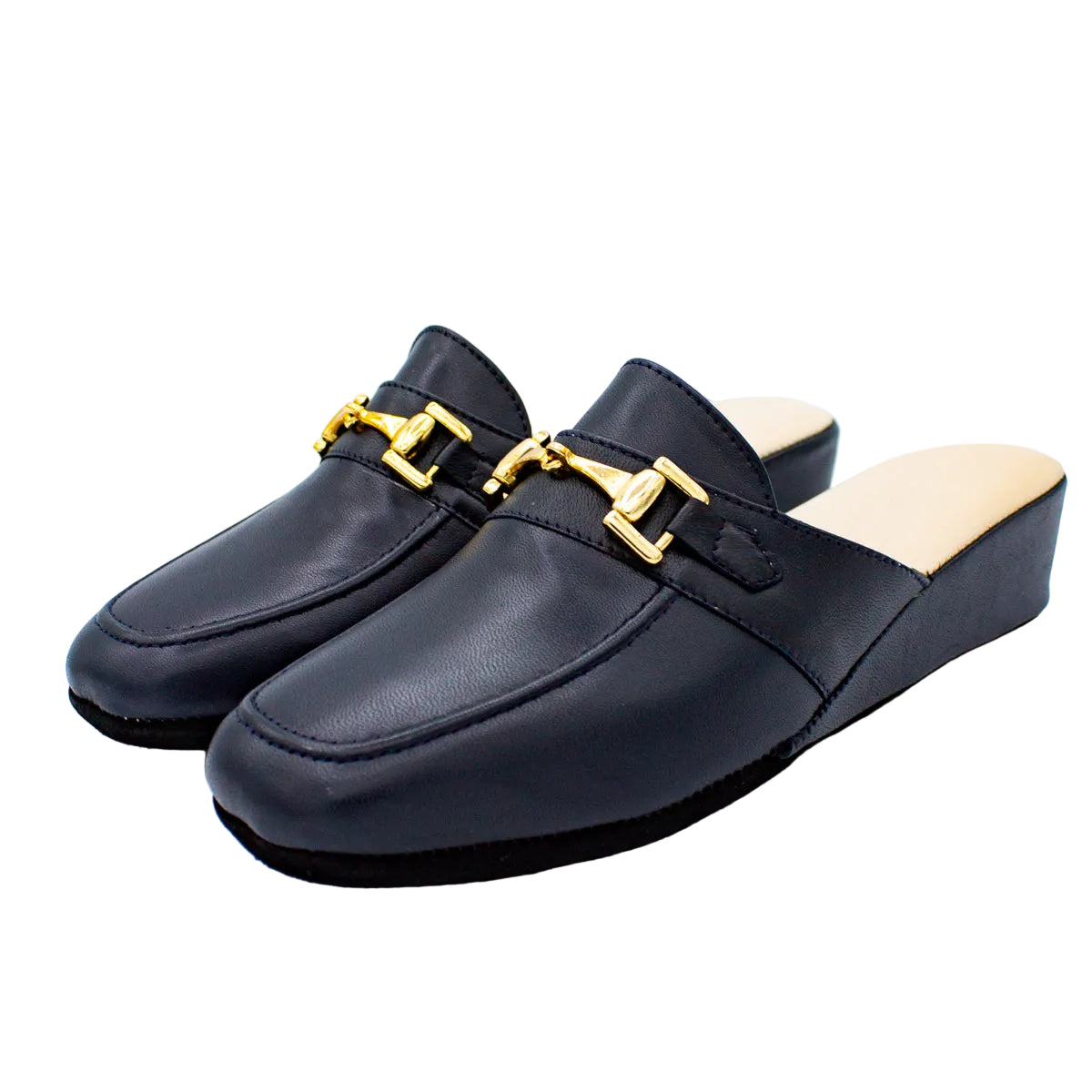Pantofole con morsetto in nappa blu