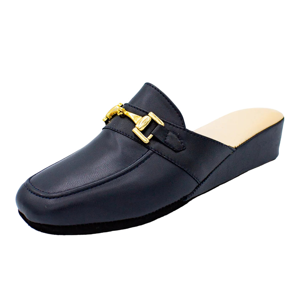 Pantofole con morsetto in nappa blu