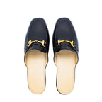Pantofole con morsetto in nappa blu