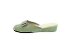 Pantofole con zeppa in velluto grigio con fiocco