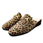 Animal print suede slipper with clamp