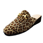 Animal print suede slipper with clamp