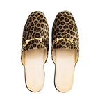 Animal print suede slipper with clamp