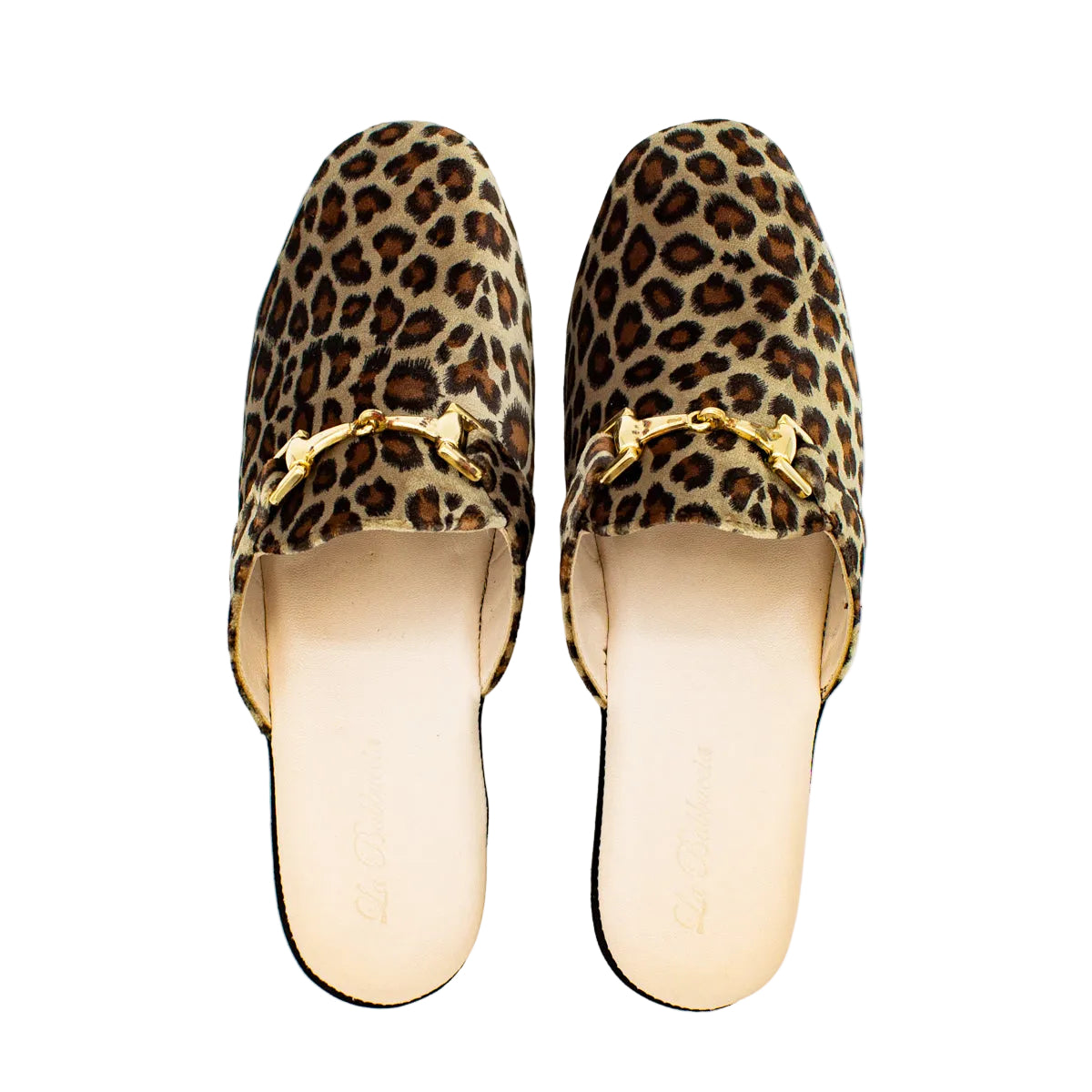 Animal print suede slipper with clamp
